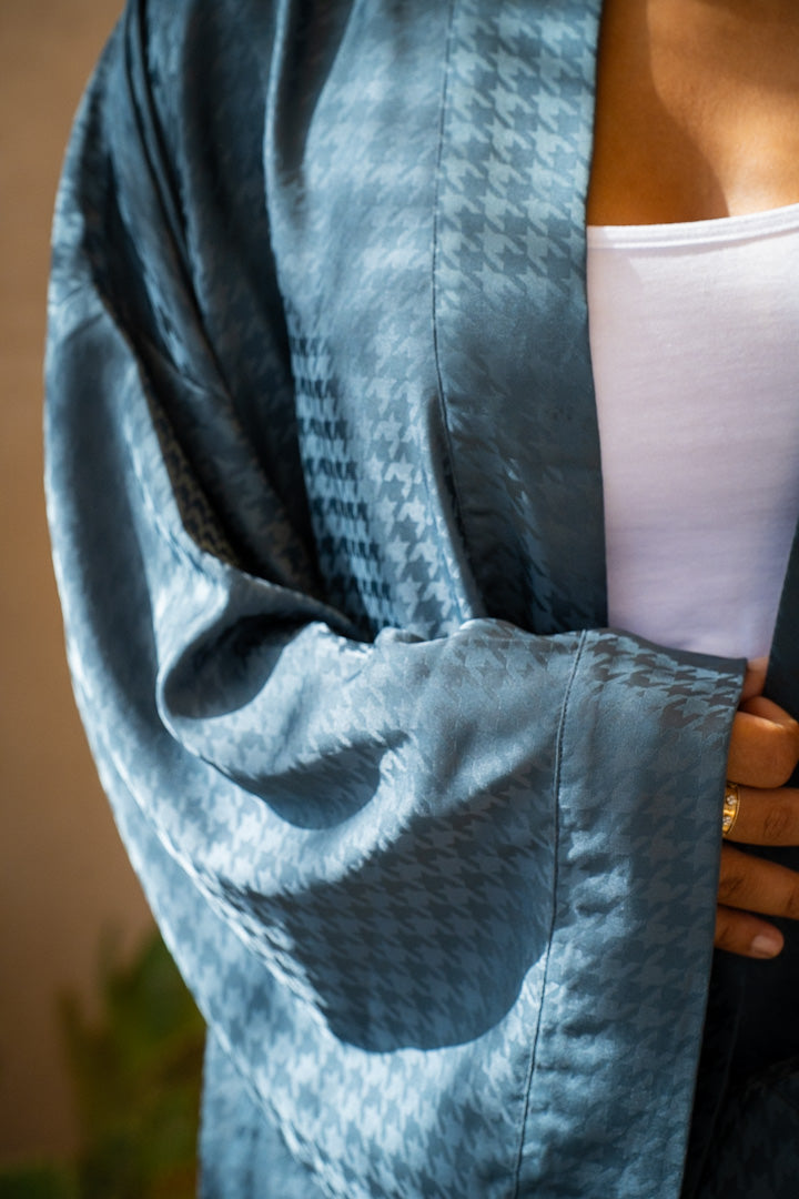 Kimono Satiné gris/Bleu